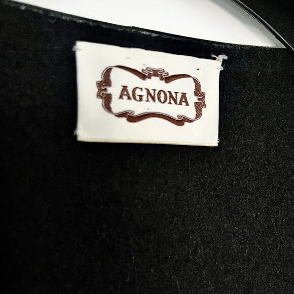 Agnona 100% Black Cashmere Leather Trim Double-Faced Jacket - Picture 2 of 6